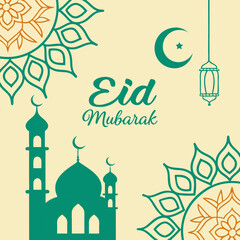 Eid mubarak and islamic greeting card , poster, banner design, abstract vector illustration design	