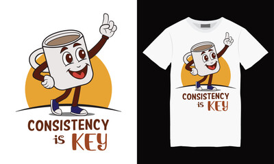 Consistency is key graphic tshirt design, graphic tee, Vector illustration, Character design, Cartoon t-shirt, Apparel and clothing, Print on demand