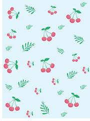 Delightful Cherry and Leaf Pattern A Sweet Summer Design