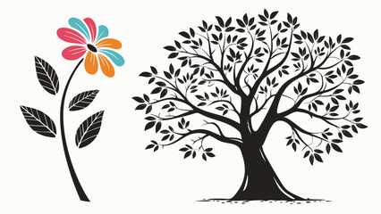 Fototapeta premium flower-tree-vector-icon-set