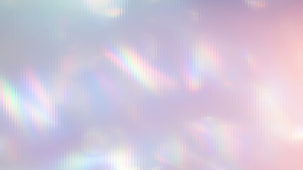 Iridescent bokeh background with blurred pastel pink, blue, purple light spots and sparkles. Abstract dreamy festive texture, soft focus illumination effect.