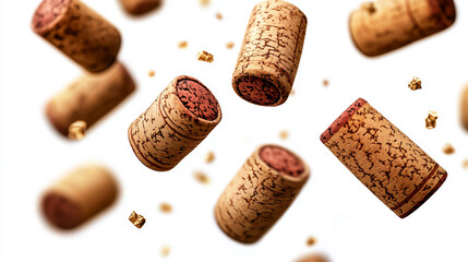 wine corks on wooden background