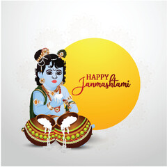 Illustration of Krishna Janmashtami Festival Template