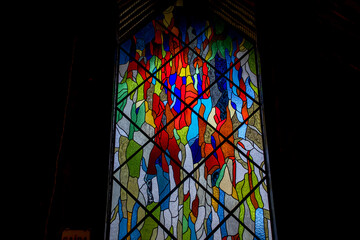 Church stained glass window highlight