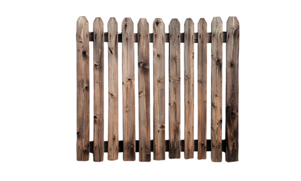 Wooden fence isolated on transparent white background, clipping path ,png 