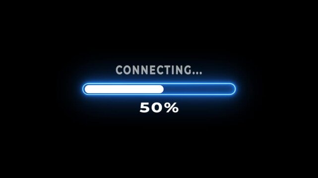 Motion graphic shape with percentage animation. Computer connecting scale movement downloading progress icon concept, loader animation Computer loading scale movement with black background.