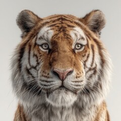 Fototapeta premium Stunning Wildlife Portrait: Regal Tiger's Striking Gaze and Vibrant Fur 