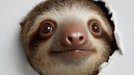 Fototapeta premium Curious Sloth with Cheerful Face - Adorable Wildlife Photography Moment