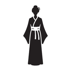 Minimalist silhouette vector of Kimono figure – kimono silhouette – kimono vector – kimono illustration – japanese dress silhouette – silhouette of kimono

