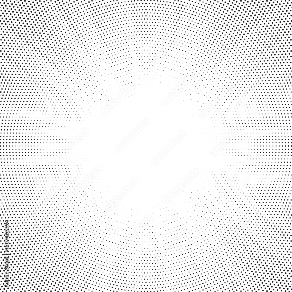 Poster Halftone gradient sun rays pattern. Abstract halftone vector dots background. monochrome dots pattern. Vector background in comic book style with sunburst rays and halftone. Retro pop art design.