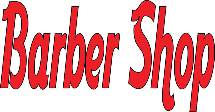 Bright red barber shop sign promoting grooming services