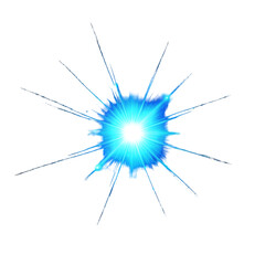Photo of Glowing blue orb isolated on transparent background with light effect