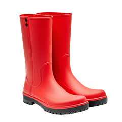 Red waterproof boots for rain. PNG image, transparent background