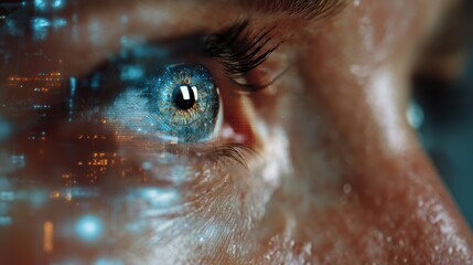 Human interaction with AI processing, screen and data information.