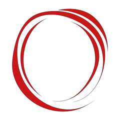 Modern design element with red curves. PNG image, transparent background