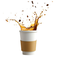 Coffee Splash in Disposable Cup with Coffee Beans