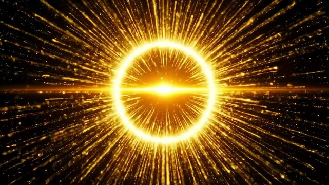 Golden Ring of Light Sparkling Energy Burst Animation