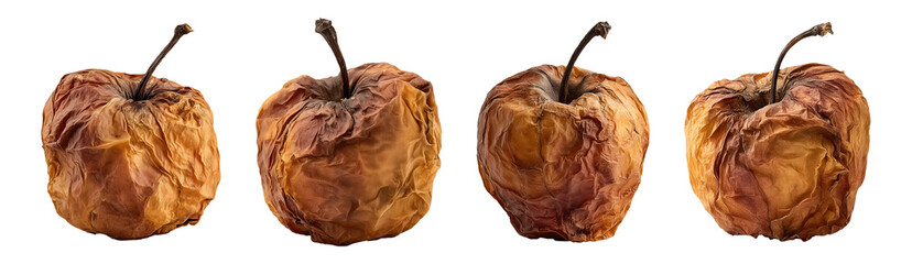 Collection set of rotten apples isolated on transparent or white background, png