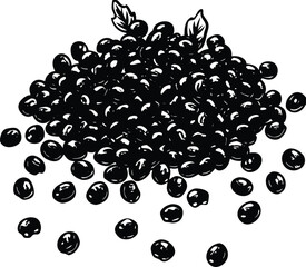 Silhouette Illustration of Dried Cranberries A Detailed Vector Graphic