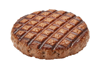 Grilled burger patty isolated on transparent background