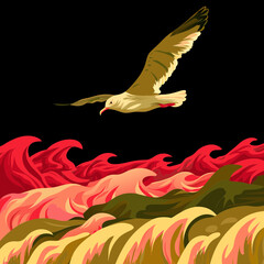 Pop art Western Tanager on abstract branch, vibrant colors and bold style, ideal for modern wall art or digital projects