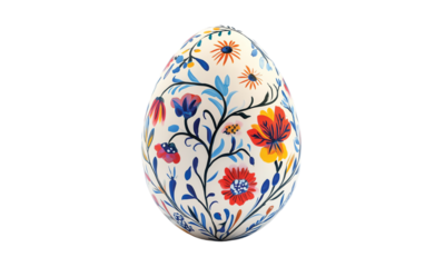 Slavic floral Easter egg isolated on transparent or white background