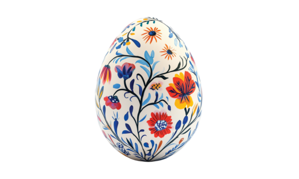 Slavic floral Easter egg isolated on transparent or white background