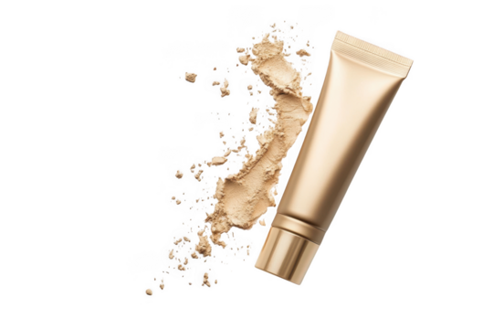 Foundation tube and swatch isolated on transparent background