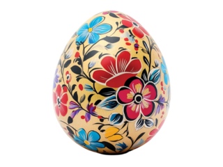 Slavic floral Easter egg isolated on transparent or white background
