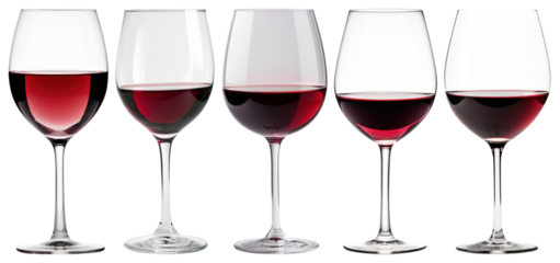 PNG Elegant red wine glasses, element set on transparent background