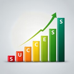Success Growth Chart Business Infographic with Colorful Bars and Upward Arrow