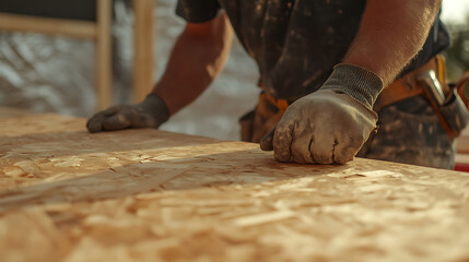 Construction Worker Handling Plywood