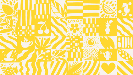 Summer sunny pattern with different objects in vector.