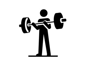 Stick figure lifting barbell silhouette 