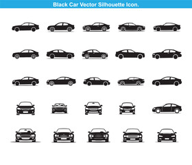 Collection of Car Models in Black Silhouette Style silhouette vector