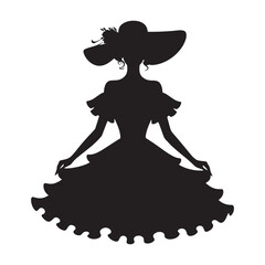 Stylized ruffled dress vector silhouette – ruffled dress silhouette – ruffled dress vector – ruffled dress illustration – ladies dress silhouette – silhouette of ruffled dress

