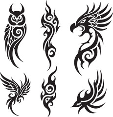 Obraz premium Tribal Tattoo And Ornament Designs Vector Collection