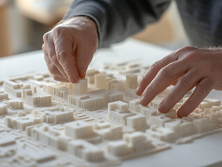 Hands Manipulating Architectural Model