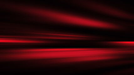 Abstract background with horizontal blurred red light streaks creating a sense of speed on dark. Modern design element, energetic motion blur, futuristic digital art, and dynamic light patterns.