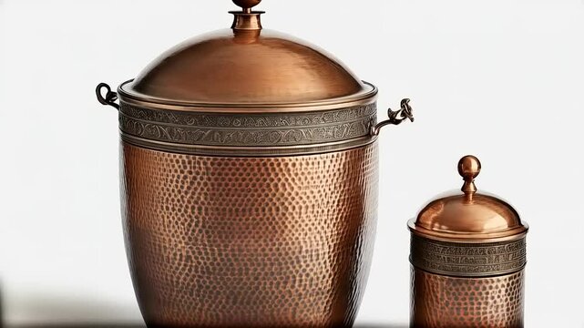 Artisanal Copper Canisters: A Study in Hammered Texture and Elegant Design