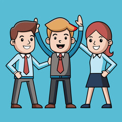 Fototapeta premium Team celebrating success with raised arms depicting collaborative efforts of professionals in business sector
