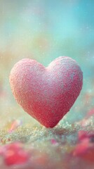 Obraz premium Heart on Sandy Beach: Subtle Textured Background with Heart Shape Object on Beach