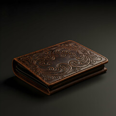 Embossed Leather Wallet: Brown Vintage Design, Elegant & Durable Mens Bifold