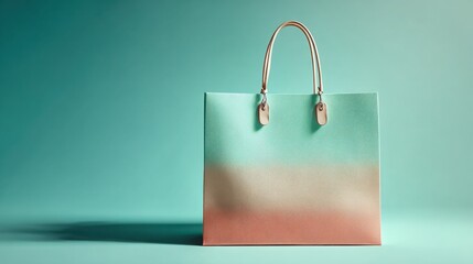 Gradient Color Handbag Tote: Stylish Modern Design in Light Teal and Coral Pink – Eco-Friendly Minimalist Fashion Statement with Elegant Soft Textures