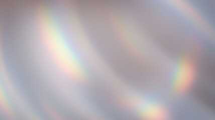 Abstract background with flowing, iridescent light waves and sparkling highlights in cool gray and white. Modern design element, gentle light diffusion, futuristic visuals, and holographic effect.