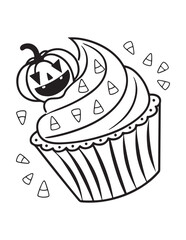 Cute Halloween Bats and Treats Coloring Pages – Kawaii Vector Line Art Collection for Kids