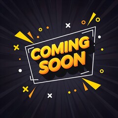Modern Comic Style Coming Soon Text Banner with Geometric Elements