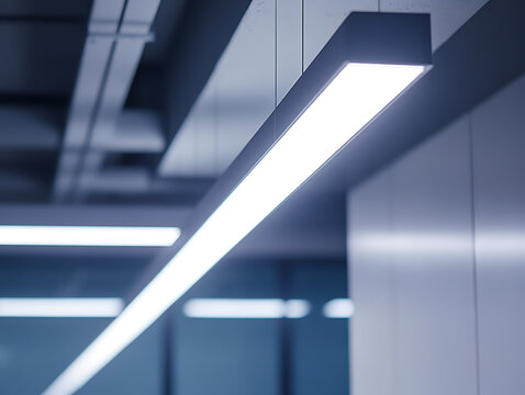 Modern Office Ceiling with Linear LED Lighting