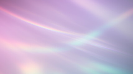 Abstract background with soft, flowing iridescent light streaks in pastel pink, blue, and white