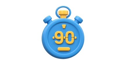 Blue 90 second timer isolated on white background